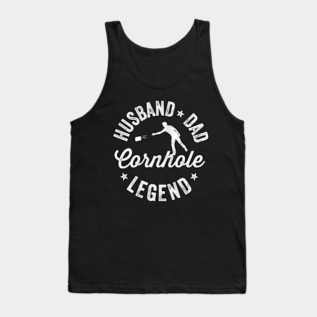 Cornhole Shirt Vintage Funny Husband Dad Cornhole Legend Tank Top by Happy Lime